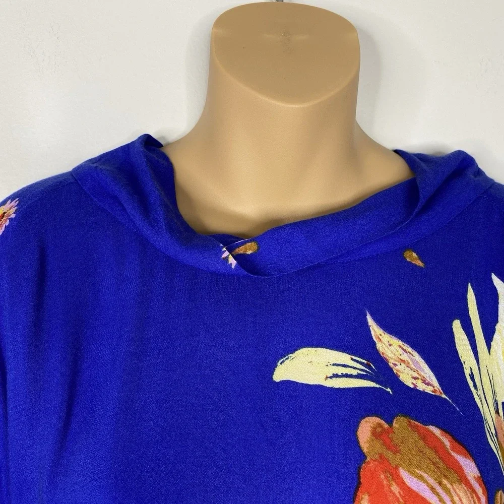 Free People Gemma Blue Floral Choker‎ Neck Cut Out Back Tunic Mini Dress Medium